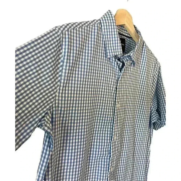 NWT DANIEL HECHTER PARIS Size S Men's Shirt Blue & White Checks Plaid Gingham - Picture 7 of 9